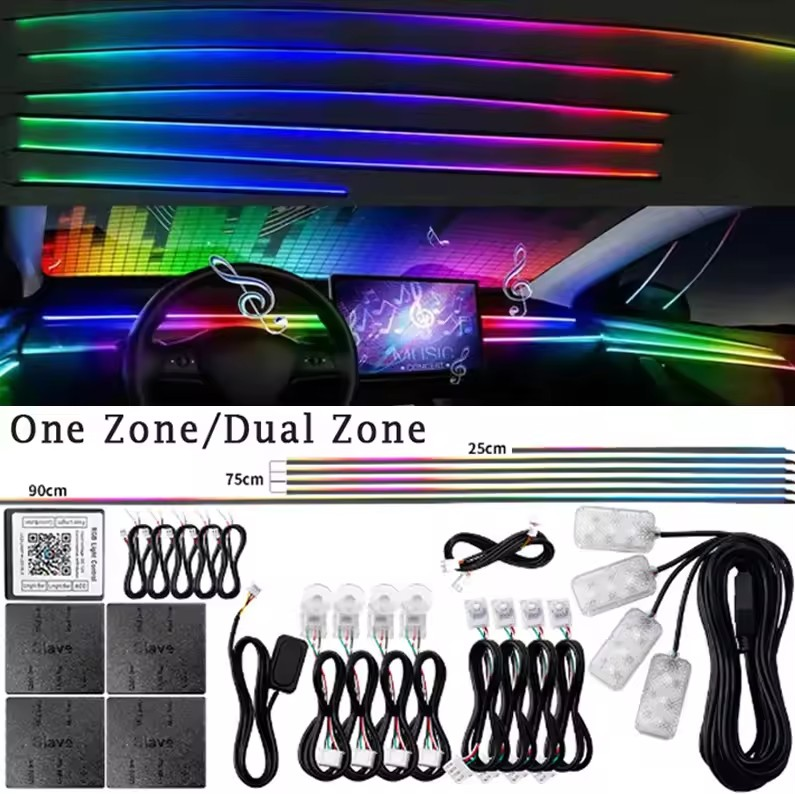 KIT LUMINI AMBIENTALE (SYMPHONY), 18-1 RGB, UNA/DOUĂ ZONE, APLICAȚIE-BLUETOOTH